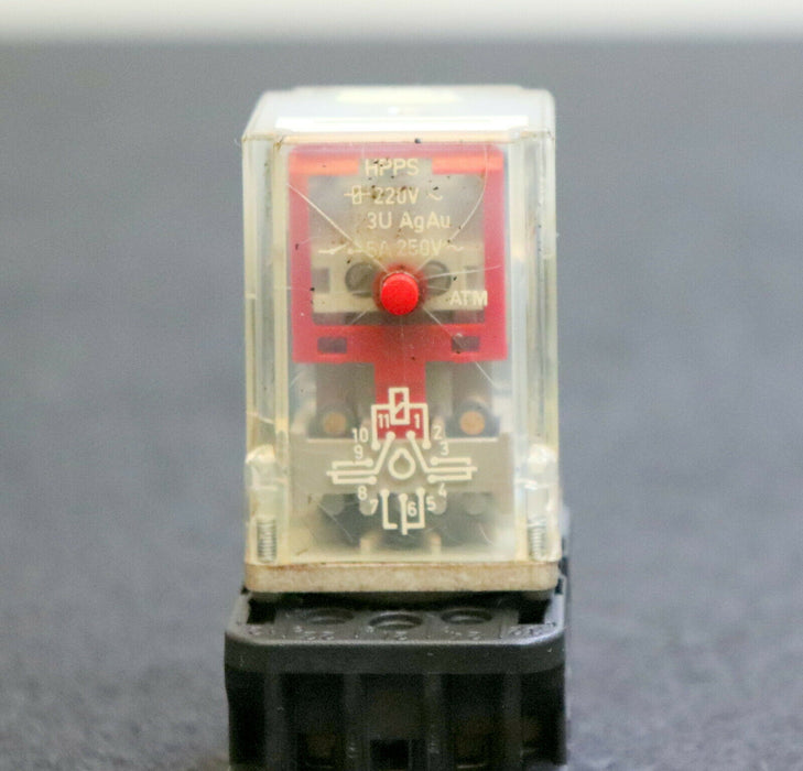 PILZ 3 Stück Relais HPPS + Sockel Spulenspannung 220VAC 3U AgAu 250VAC 5A 11 Pin