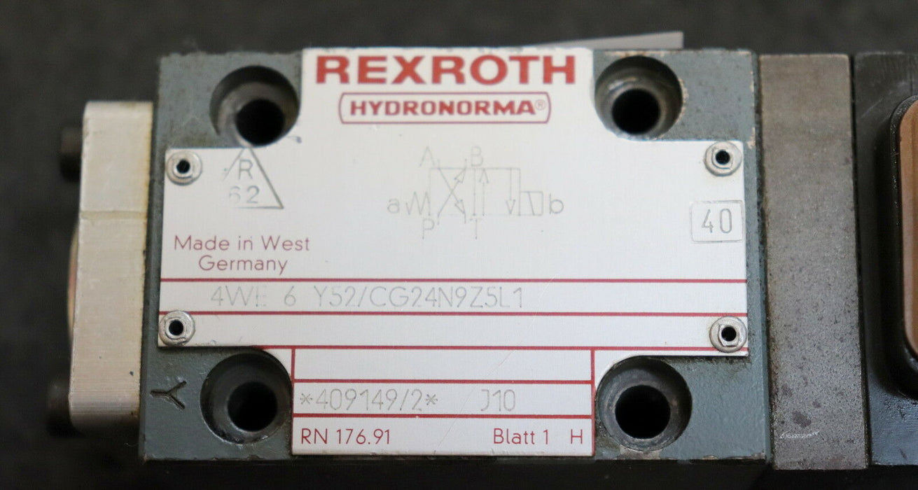 REXROTH HYDRONORMA Regelventil + Spule 4WE 6 Y52/CG24N9Z5L1 + GZ44-4-A 161 24VCD
