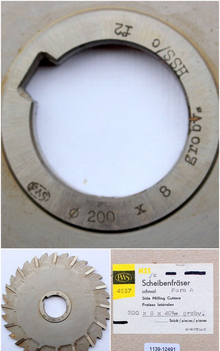 Scheibenfräser Ø200x8x40mm kreuzverzahnt-gefräst-Fasen geschl.