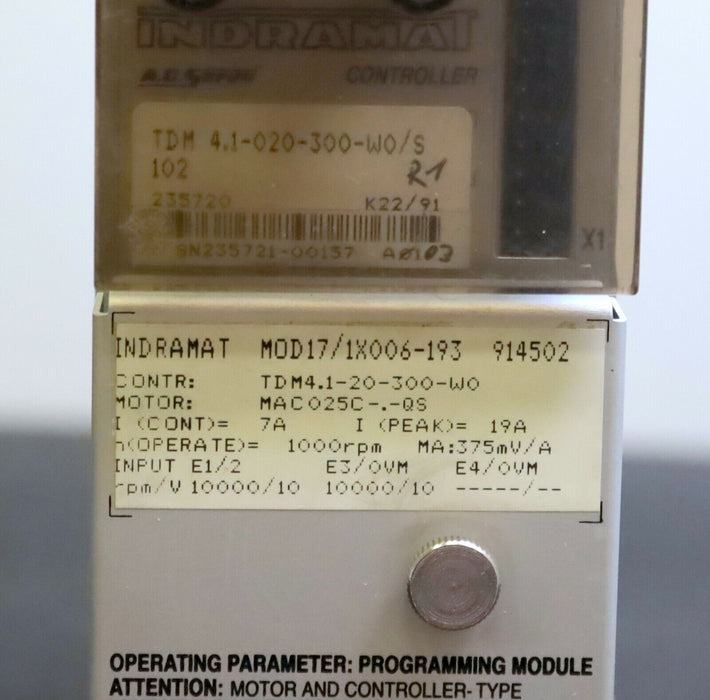 INDRAMAT AC-Servo Controller TDM 4.1-020-300-W0/S 102 + MOD17/1X006-193 -