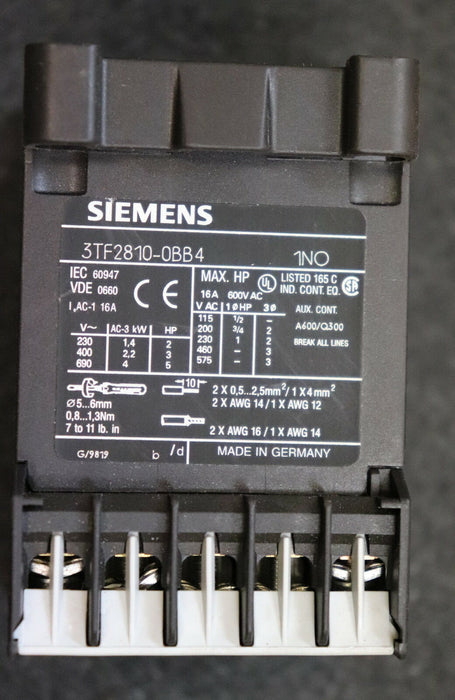 SIEMENS 2 Stück Schütz 3TF2010-1AM0 1NO 220VAC 50Hz 264VAC 60Hz - gebraucht
