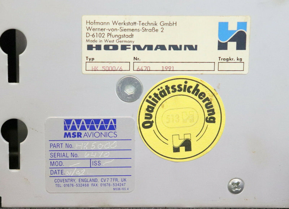 HOFMANN Hydrokompenser Bedienterminal HK5000 / 6 No. 6470 1991 110/220VAC