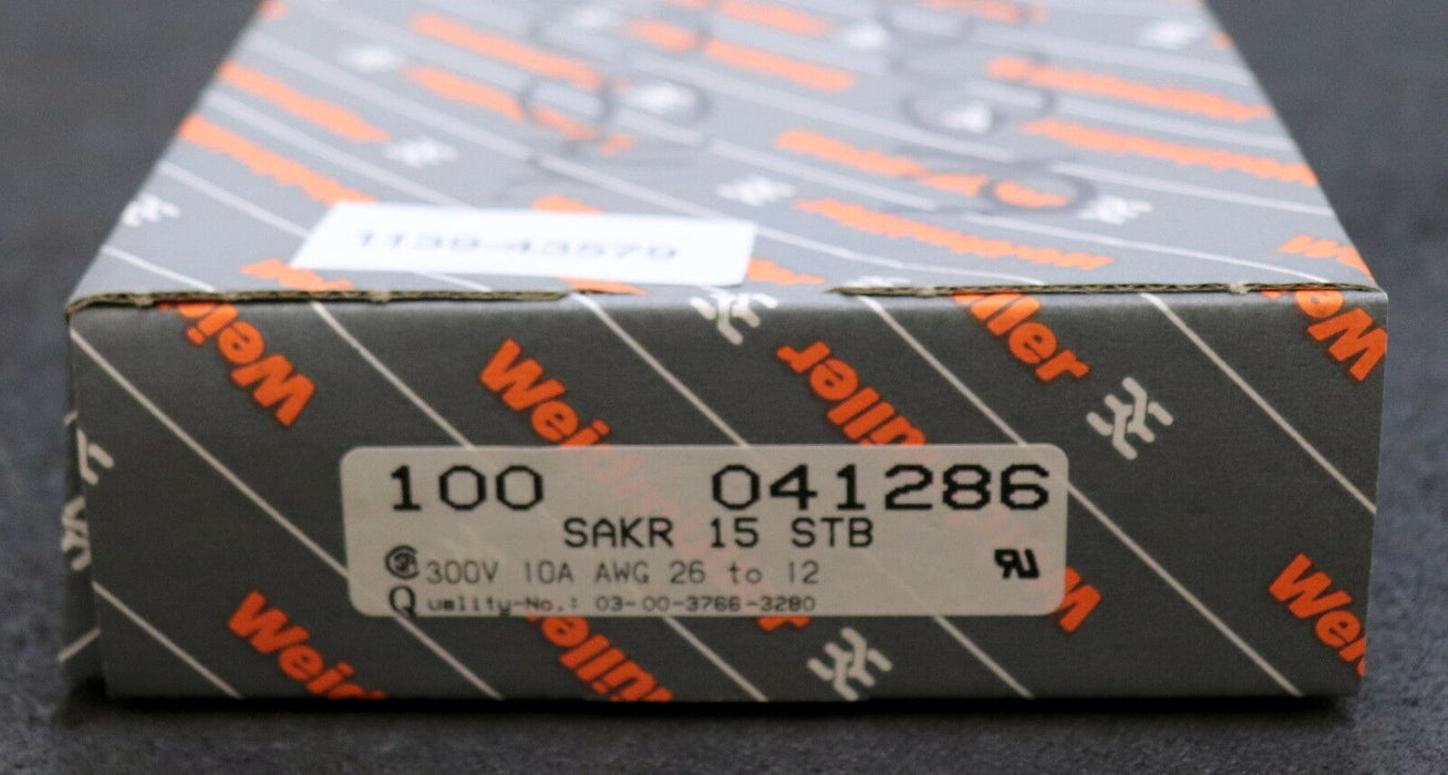 WEIDMÜLLER 100 Stück Terminal Block SAKR 15 STB 041286 Größe C 4mm² 300V 10A