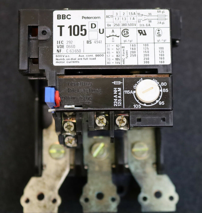 BBC PETERCEM Thermisch verz. Relais T 105 DU 115 A GJZ 442 1001 R 0064 - 80-115A