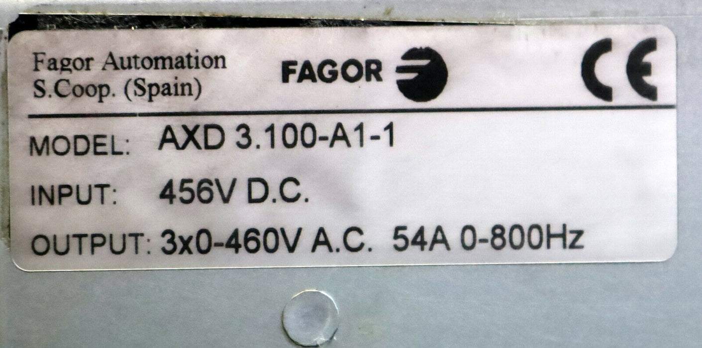FAGOR Antriebsregler Drive Module AXD 3.100-A1-1 IN: 456VDC OUT: 3x 0-460VAC 54A