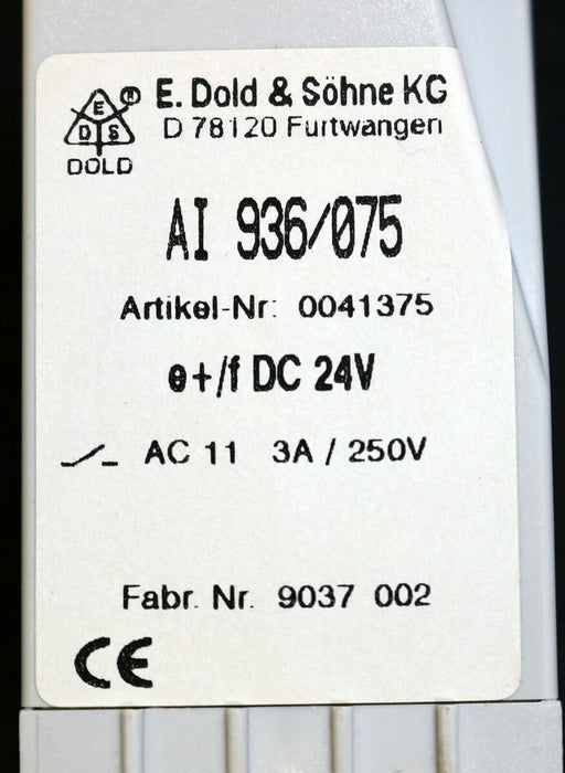 DOLD Spannungsrelais AI 936/075 e+/f 24VDC Nr. 0041375 mit Anleitung 50/60Hz 3A