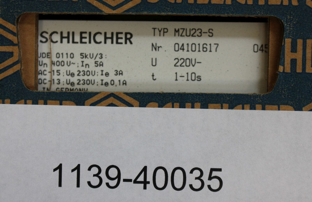 SCHLEICHER Präzisions-Zeitrelais MZU 23-S - 220V - t=1-10s - Nr. 04101617