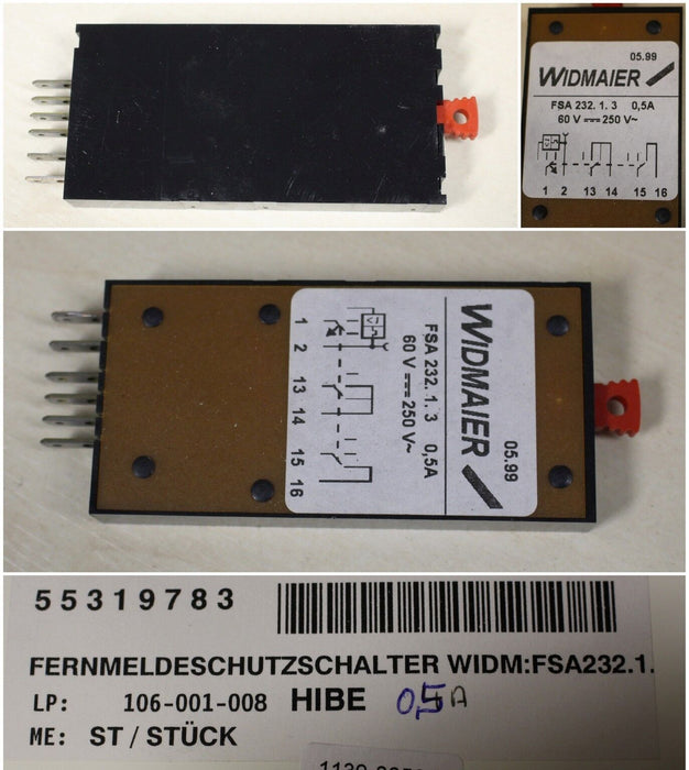 WIDMAIER Fernmeldeschutzschalter FSA232.1.3 - 0,5A - 60V= - 250V~
