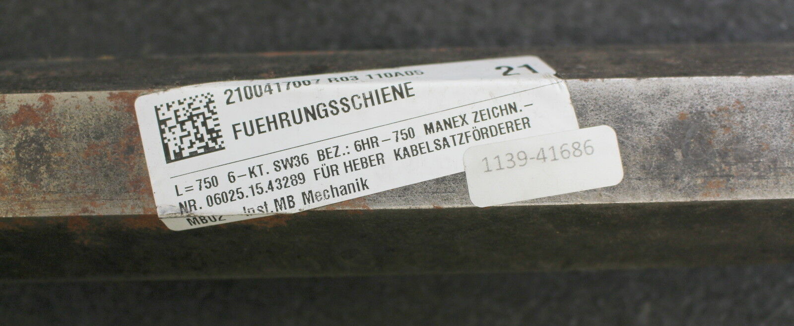 Sechskant aus Stahl 6kant x 750mm Länge Schlüsselweite SW36 mit 4 Schraublöchern