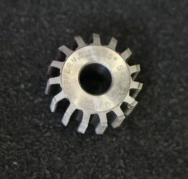 KÖPFER Vollstahl-Wälzfräser m= 0,5mm 20° EGW 1gg. rechts 15 Spannuten 24x12x8mm