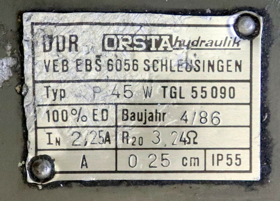 ORSTA Steuermagnet + Wegeventil P45-W nach TGL55090 In=2,25A 0,25cm+10-20.2 1/0