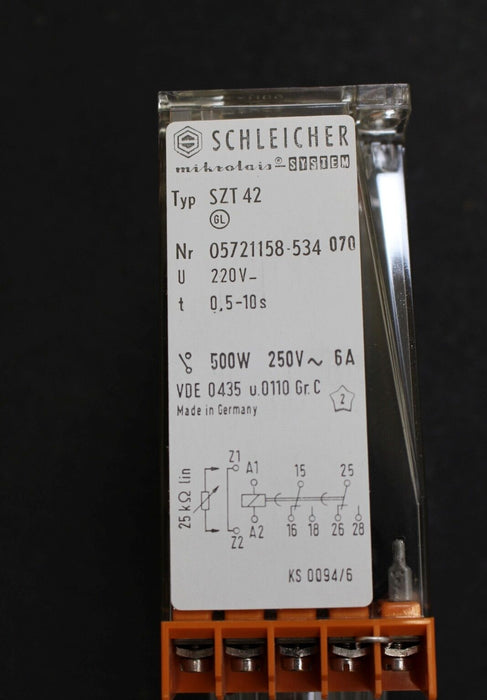 SCHLEICHER Elektronisches Zeitrelais SZT 42 - 220V- t=0,5-10s - Nr. 05721158-534