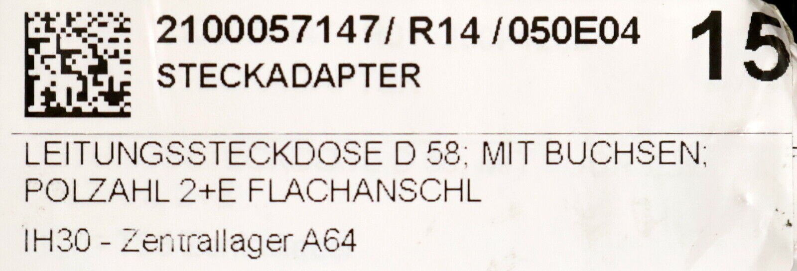 JOHANN LEIDEL Leitungssteckdose K 58 Polzahl 2 + E female PG 329 mit Buchsen