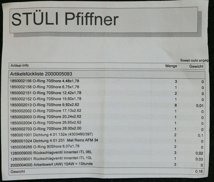 PFIFFNER Dichtsatz Steuerventil D4.01.075 Best.Nr. 2000005093 unbenutzt in OVP