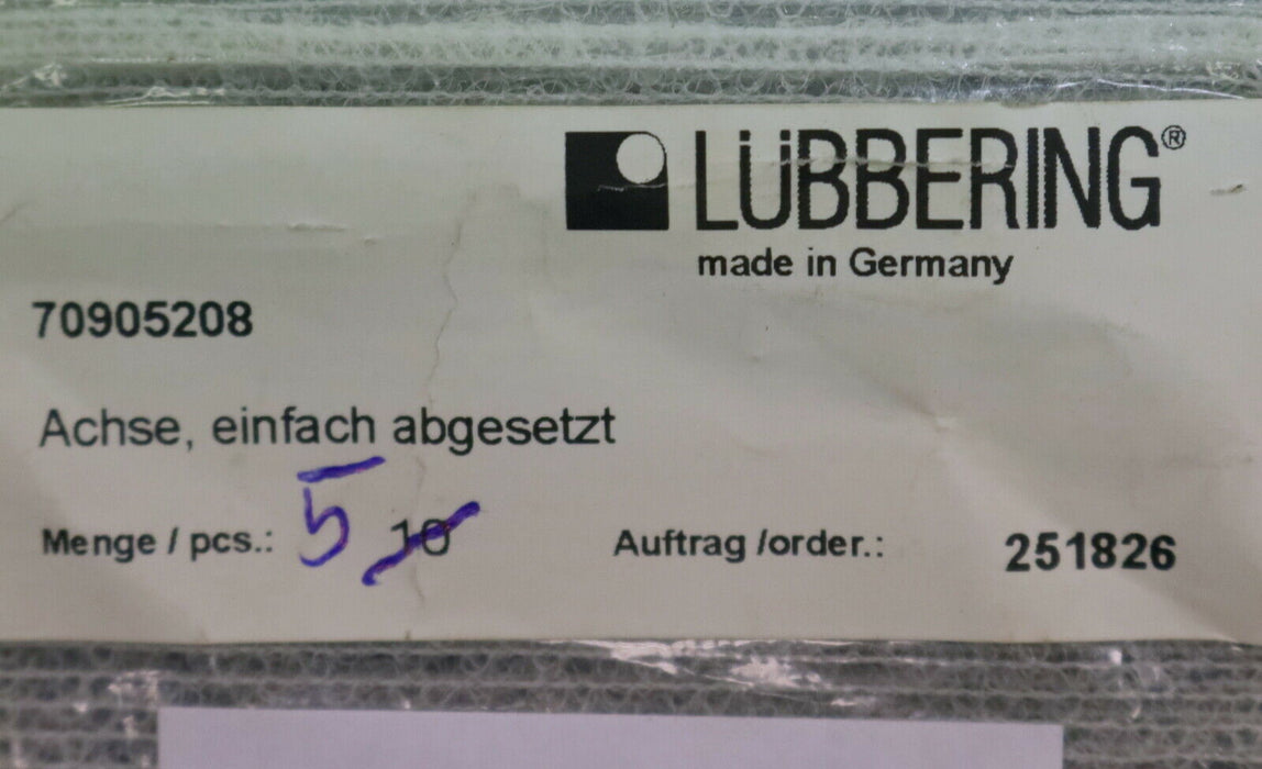 LÜBBERING 5x Achse einfach abgesetzt Art.Nr. 70905208 unbenutzt in OVP