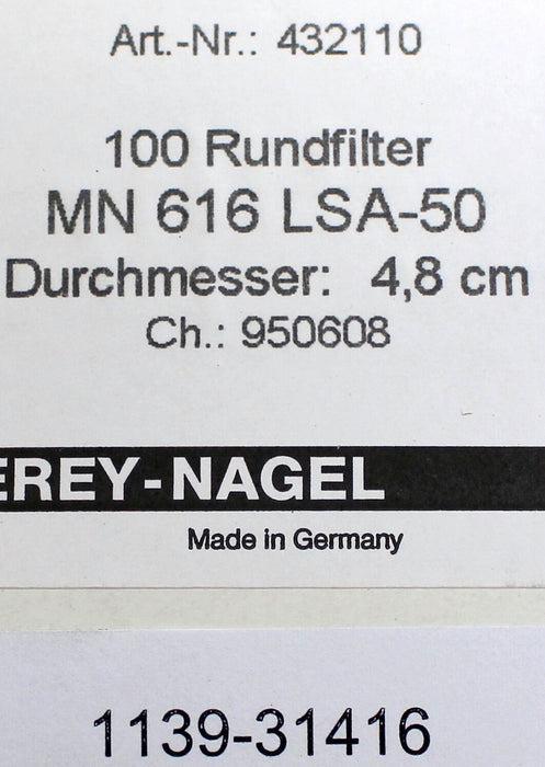 MACHEREY-NAGEL Filterpapier MN 616 LSA-50 - D: 48mm Nr.432110 - 100 Stück