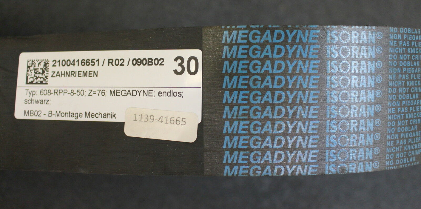 MEGADYNE Zahnriemen ISORAN 608 RPP8-50 638 Teilung 8 Breite 50mm Zähnezahl Z=76