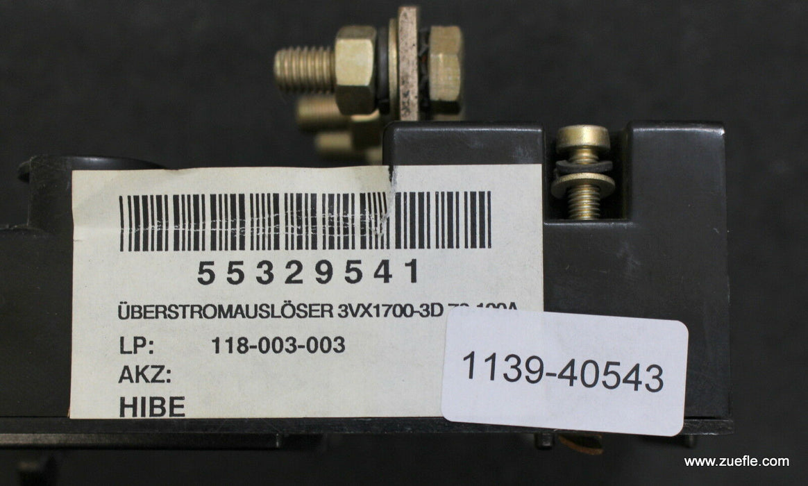 SIEMENS Überstromauslöser 3VX1700-3D 70-100A NH 200A