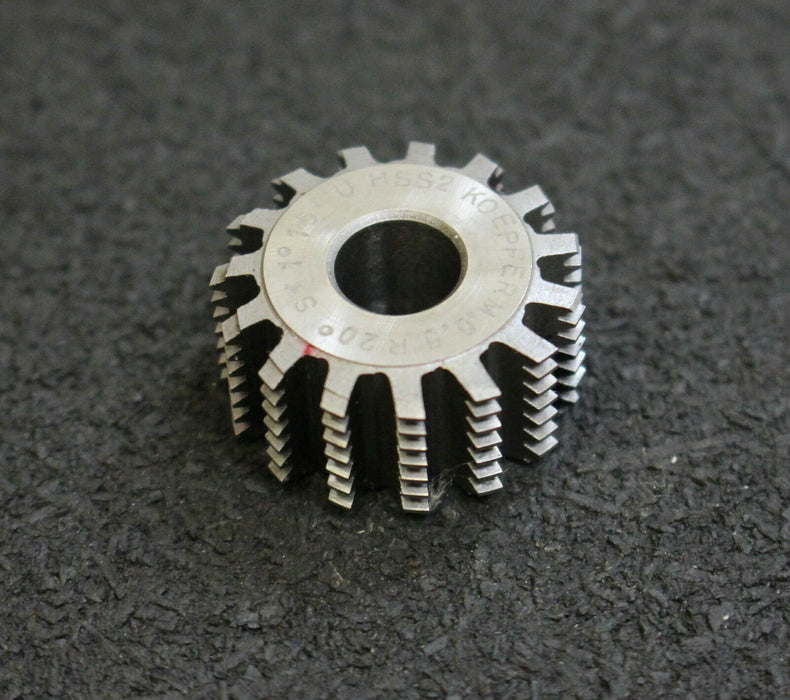 KÖPFER Vollstahl-Wälzfräser m= 0,5mm 20° EGW 1gg. rechts 15 Spannuten 24x12x8mm