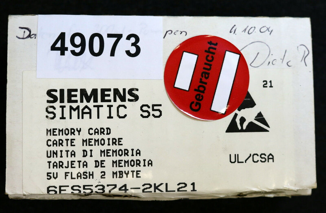 SIEMENS SIMATIC S5 Memory Card FLASH 2 MBYTE/16BIT 6ES5374-2KL21 - gebraucht