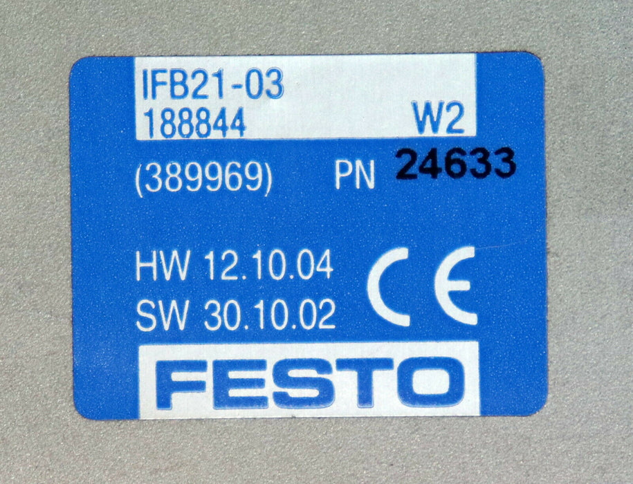 FESTO Busmodul Busknoten Eingangsmodul IFB21-03 Art.Nr. 188844  W2 2A Sicherung