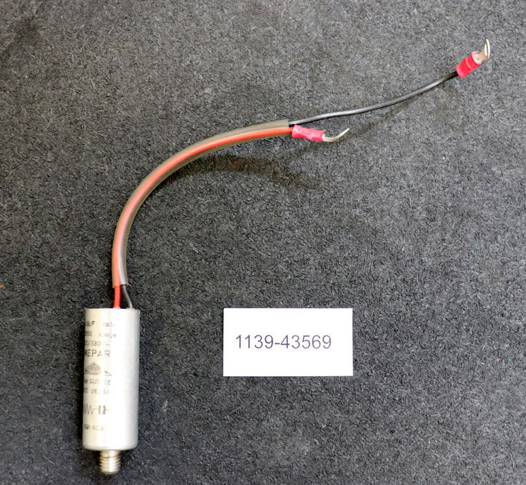 MEPAR Kondensator 891.603 mit Anschlussgewinde M8 0,5µF noir +100Ohm rouge