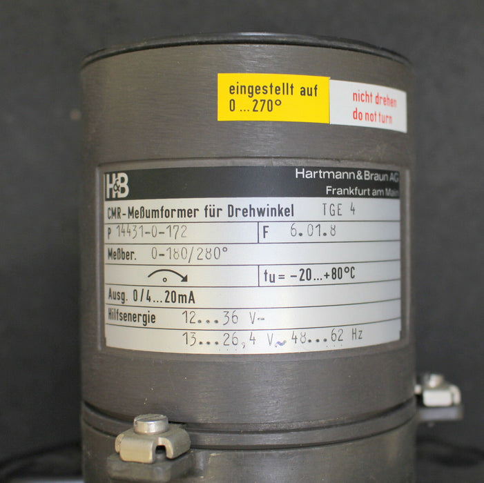 H&B HIBE M72-A526 CMR Messumformer für Drehwinkel TGE 4 0-10 kp/cm² P 14432-0-17