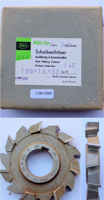 Scheibenfräser DIN 885 Art.-Nr. 14 123 145 Form A Typ N Ø100js16x16k11xØ32H7