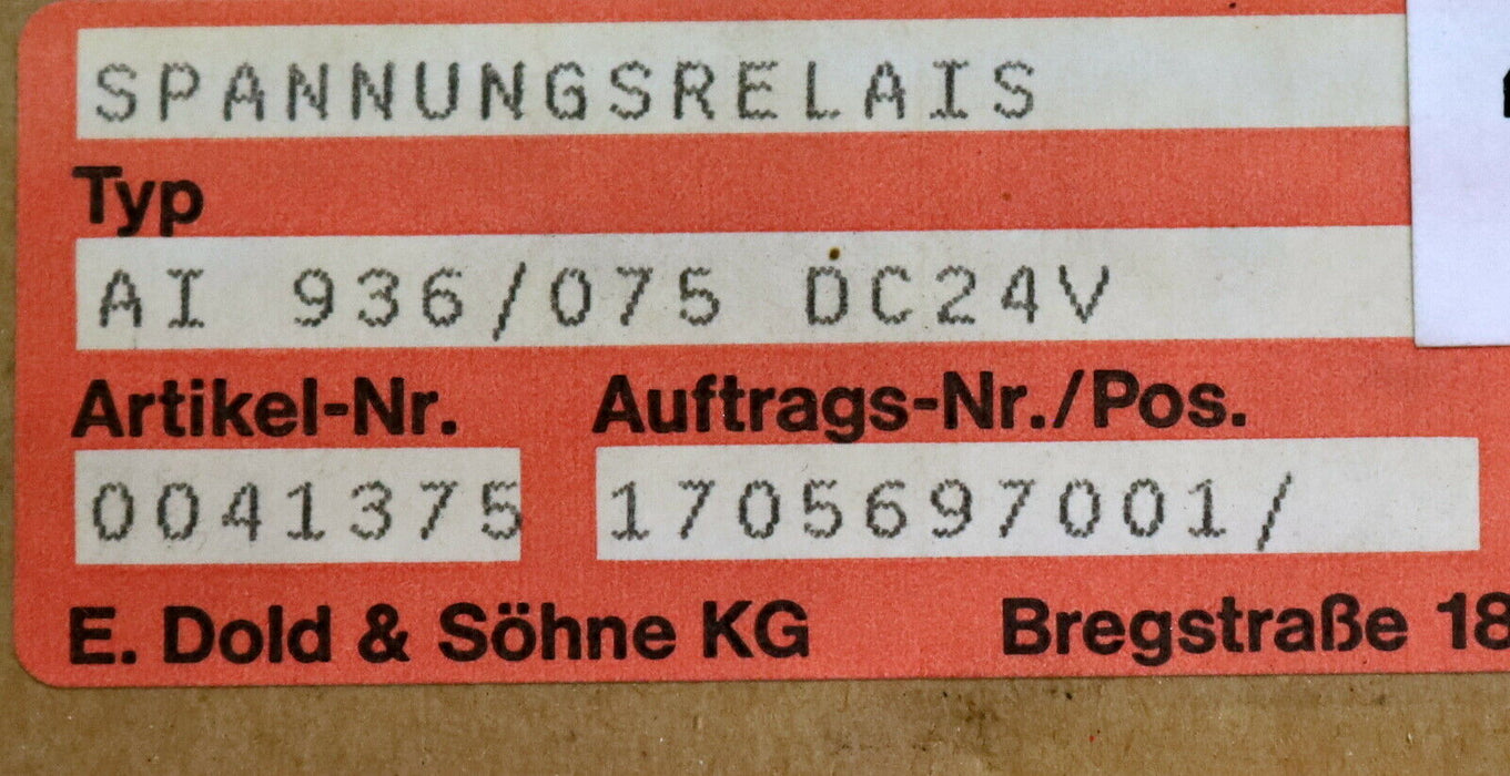 DOLD Spannungsrelais AI 936/075 e+/f 24VDC Nr. 0041375 mit Anleitung 50/60Hz 3A