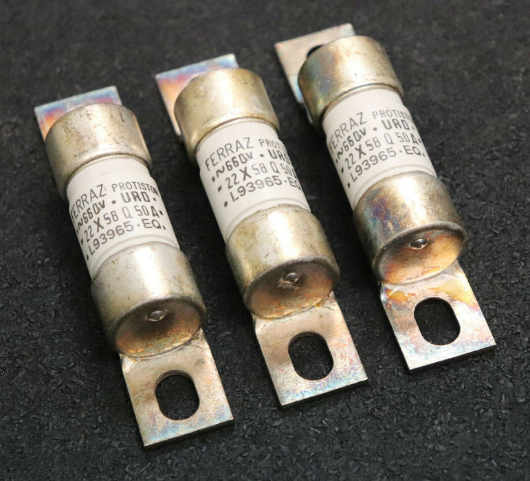 FERRAZ PROTISTOR 3x Sicherungseinsatz fuse-link L93965 50A 660VAC Masse 22x58mm
