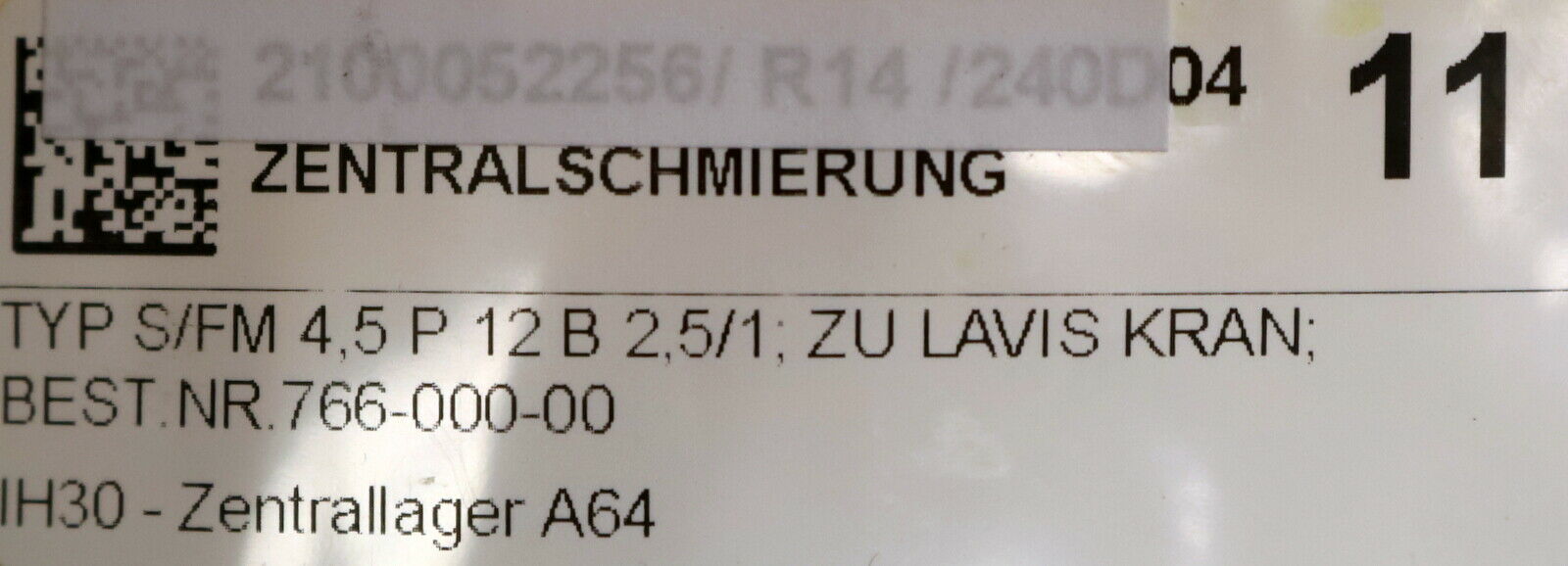 VÖGELE LAVIS Zentralschmierung f. Kran Typ S/FM 4,5P 12B 2,5/1 + FMP 12/9 2,5:1