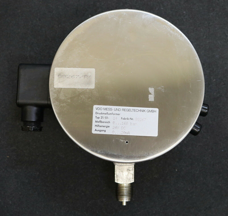 VDO Druckmessumformer Typ 21/51-14 Fabrik-Nr.: 88267 Messbereich 0-160bar