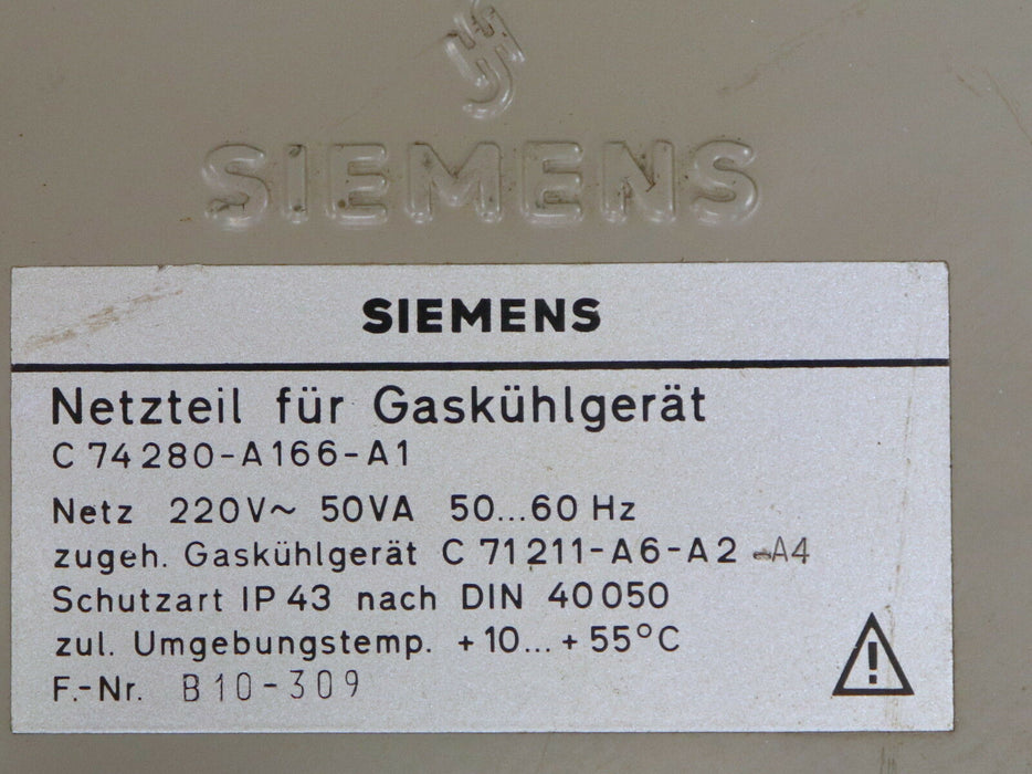 SIEMENS Netzteil für Gaskühlgerät C74280-A166-A1 220VAC 50/60Hz 50VA Ausgang 12V