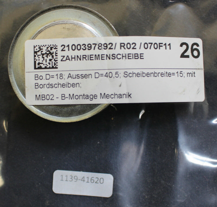 BORRIES Zahnriemenscheibe AL 15T5-0/26-2 Außend.: 40,5mm Bohrungsd.: 18mm