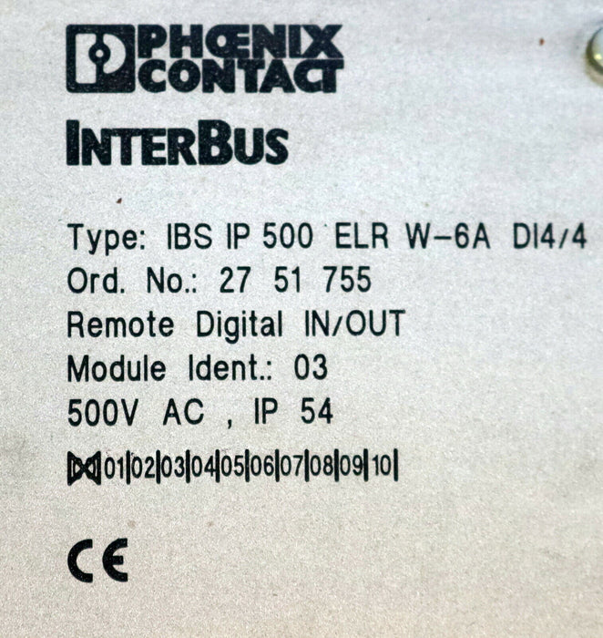 PHOENIX CONTACT Motor Starter Remote IN/OUT IBS IP 500 ELR W-6A DI4/4