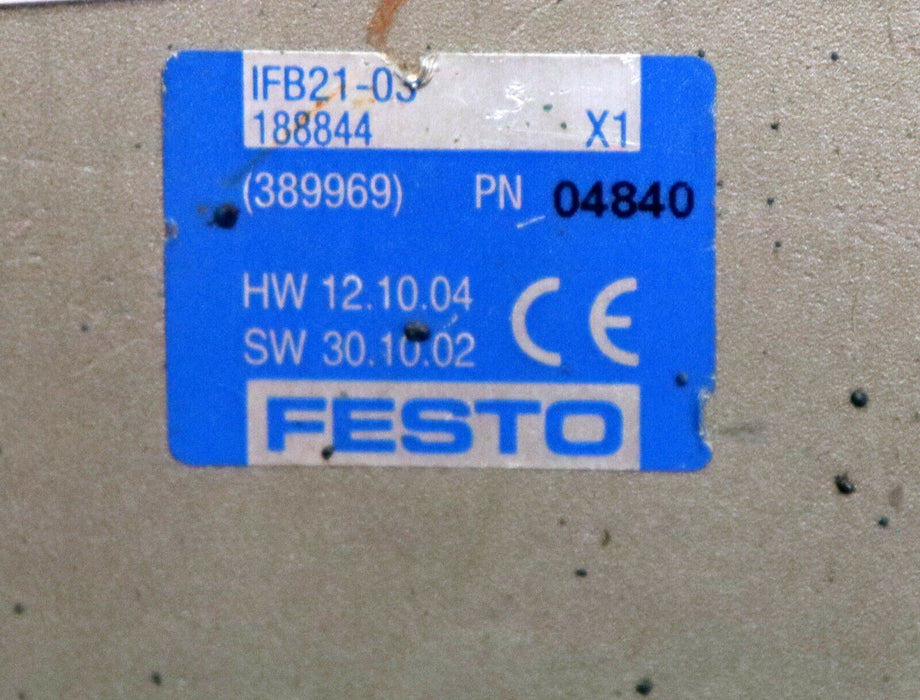 FESTO Busmodul Busknoten Eingangsmodul IFB21-03 Art.Nr. 188844  X1 2A Sicherung