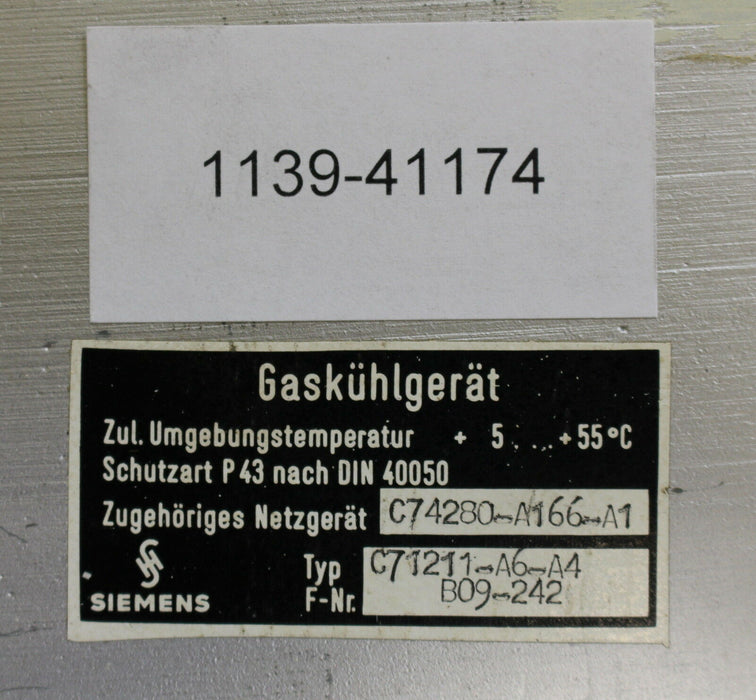 SIEMENS Gaskühlgerät C71211-A6-A4 Zul. Umgebungstemperatur 5-55°C Schutzart P43