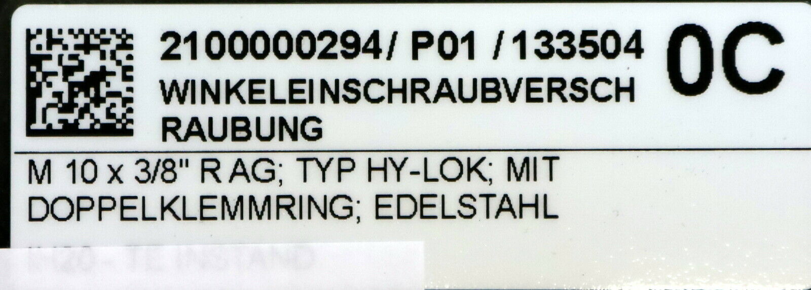 HAM-LET 13x Winkel-Einschraubverschraubung HY-LOK SX2 R-AG Edelstahl unbenutzt