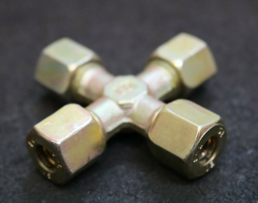 ERMETO 4x Kreuzverschraubung K08-ZL AußenØ 8mm PN315 Stahl verzinkt unbenutzt