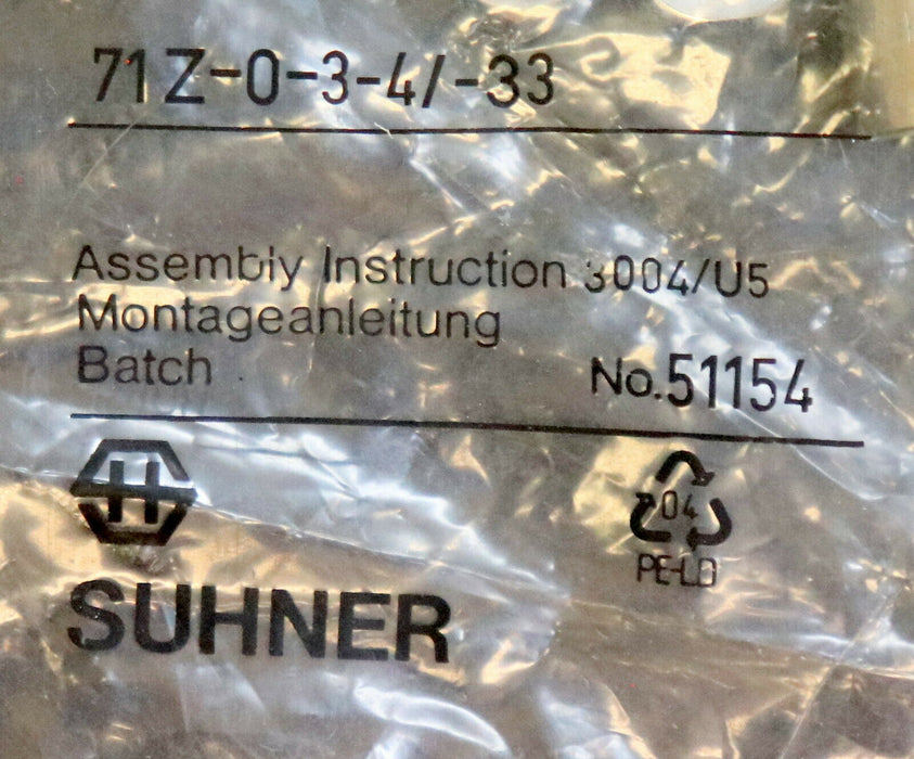 SUHNER Crimp cable Entry Kabelende Typ 71/-0-3-4/-33 Batch No. 51154