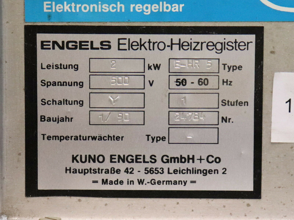 ENGELS Heizregister E HR5 2kW 500VAC 50/60Hz 1-stufig in OVP