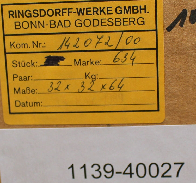 RINGSDORFF Kohlebürste Typ 634 Maße 32x32x64mm 5 Stück im Paket