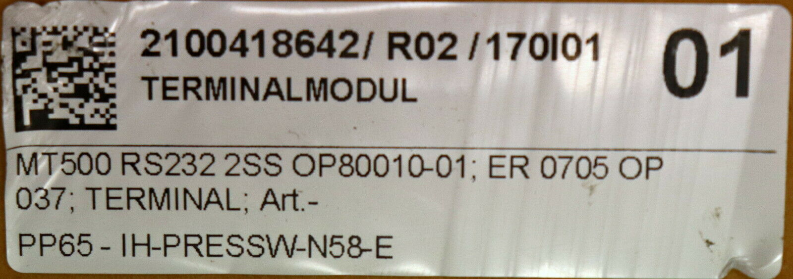 INDUMAT Terminalmodul MT500 Bediengerät für R232 2SS OP80010-01 ER 0705 OP 037