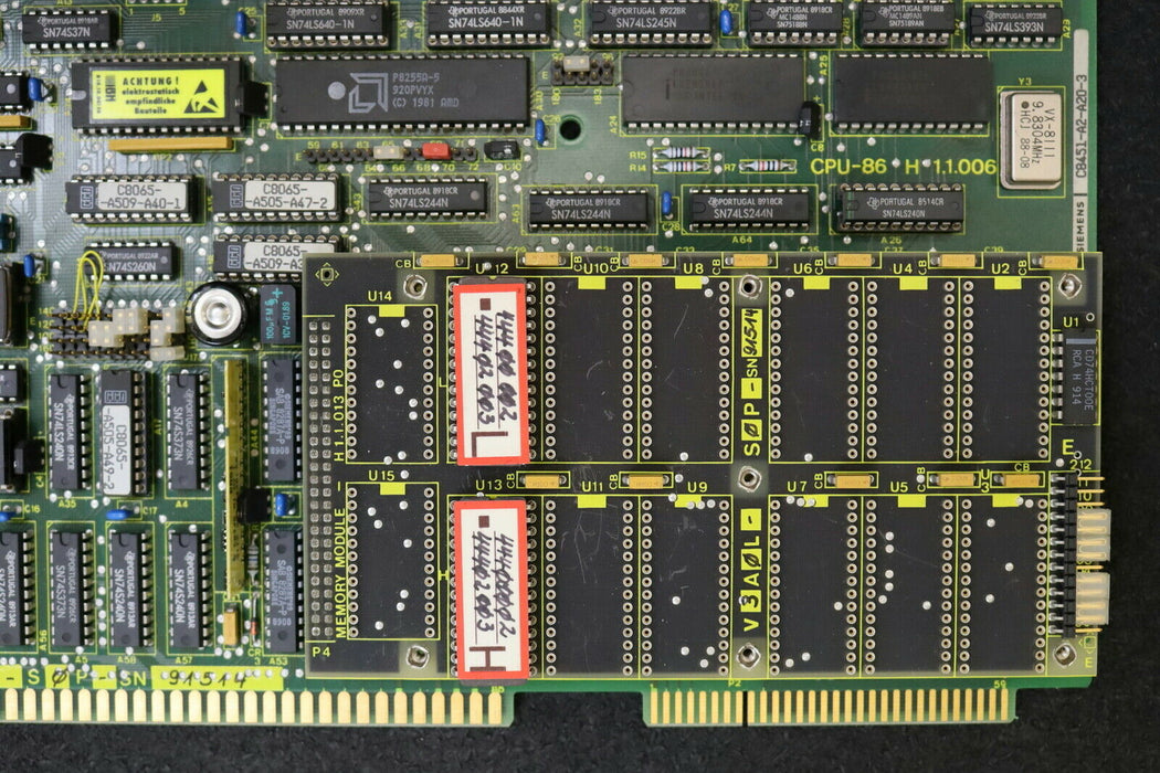 IBH / KLINGELNBERG DR. WIENER CPU-86 Board H 1.1.006 mit Memory module H1.1.013