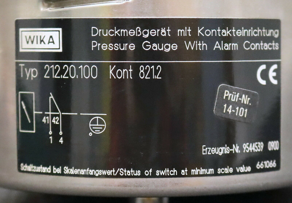 WIKA Druckmessgerät mit Kontakteinrichtung Pressure gauge Art.Nr. 212.20.100