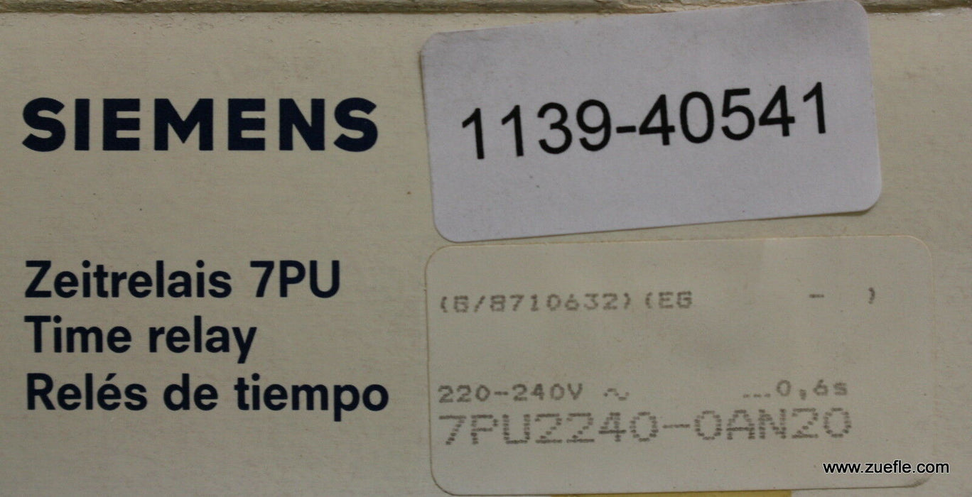 SIEMENS Zeitrelais 7PU2240-0AN20 220-240VAC 50/60Hz 0,06-0,6s 200VAC 3A