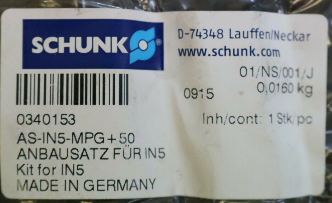 SCHUNK Anbausatz für IN5 AS-IN5-MPG+50 ID 0340153 unbenutzt in OVP