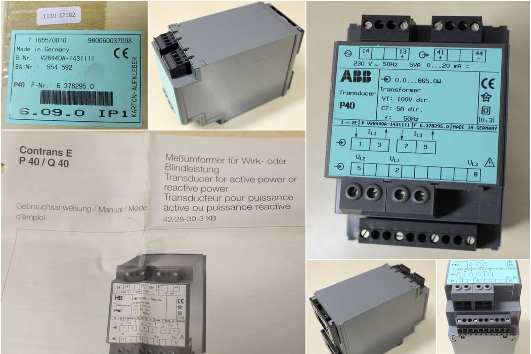 ABB Messumformer für Wirk- und Blindleistung P40/V28440A /1431111/0-20mA