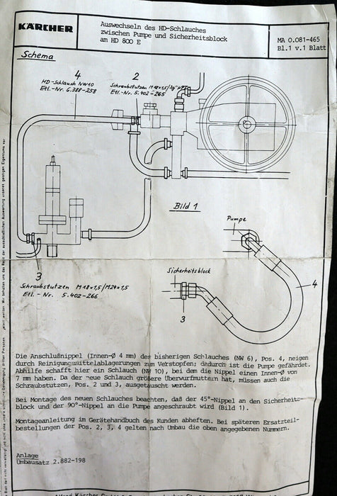 KÄRCHER Umbausatz HDS 800E 6.288-198.0 mit HD-Schlauch 6.388-258 DN10 PN175bar