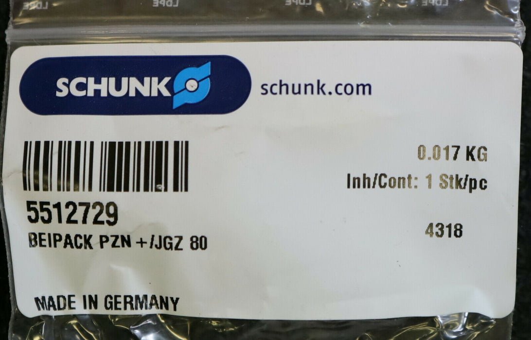 SCHUNK Beipack PZN+/JGZ 80 ID 5512729 unbenutzt in OVP